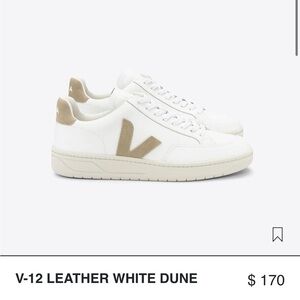 Veja V-12 Leather Sneakers in White and Brown